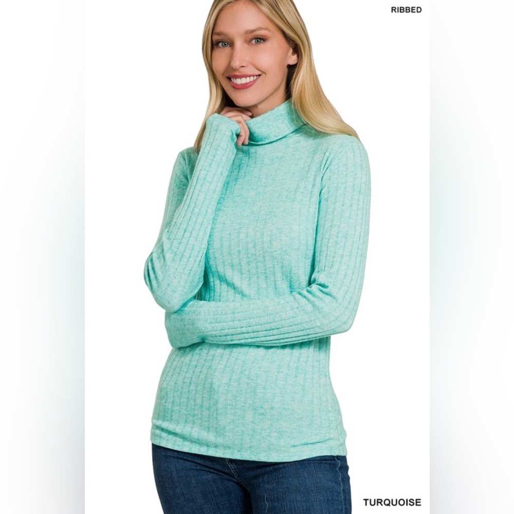 Zenana Turquoise Turtleneck Sweater